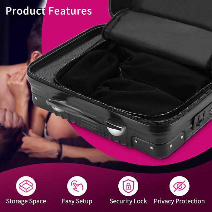 Adult Toy Storage Organizer Case with Lock, 16PCS Private Storage Box Set Includes 15 Pcs 3-Size Velvet Storage Bags, Portable Discreet Adult Toy Organizer for Home, Travel and Personal Use, Black - Image 5
