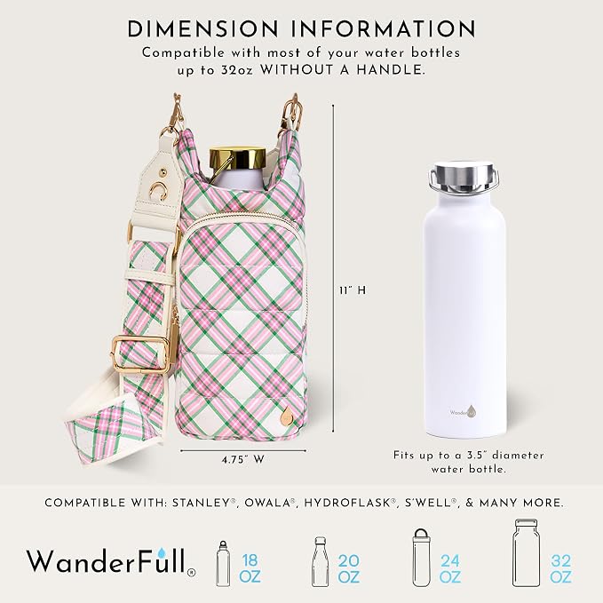 WanderFull® Original HydroBag®, Fits Up to 32 oz Water Bottle Holder with Strap, Gift for Women, Hands-Free Crossbody, Water Bottle Carrier Bag with Phone Pocket - Image 3