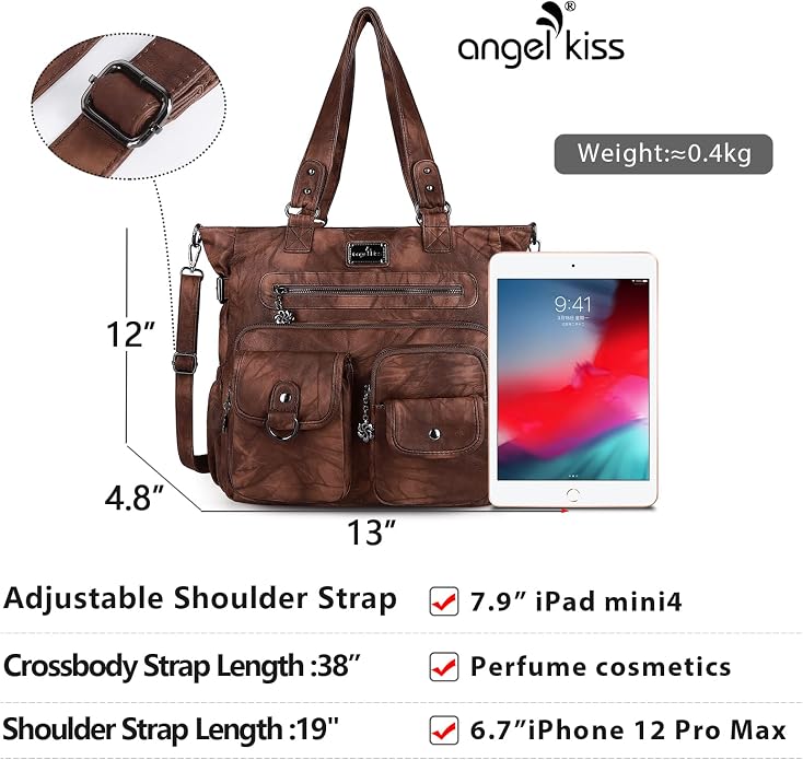 Angelkiss Purses Handbags for Women PU Tote Satchel Bags for Women Pockets Shoulder Bags… | PU - Image 3