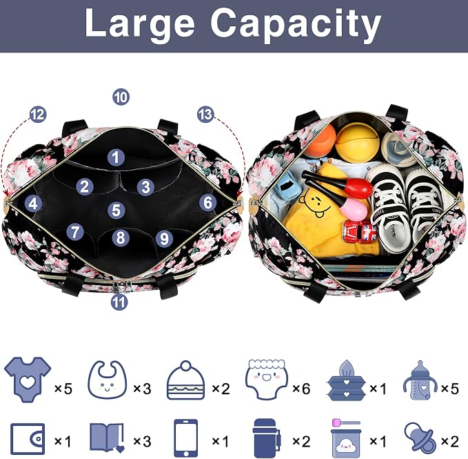 ITIEZY Diaper Bag Tote for Baby - Large Mommy Bag with Portable Changing Pad Pacifier Case, Hospital Bags Travel Baby Bag - Image 5