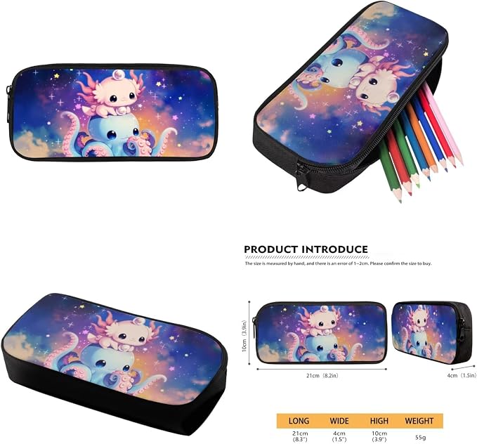4-in-1 Kids School Backpack Set, 20+ Cute Octopus & Axolotl Designs for Girls, 17'' Bookbag with Insulated Lunch Box, Pencil Case & Water Bottle Holder, Schoolbag Gift for Kids Age 6-12 - Image 6