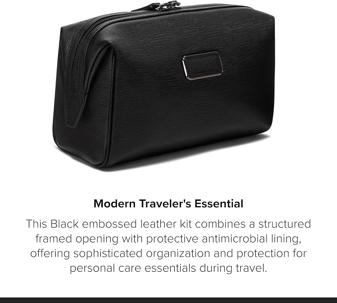 TUMI - Travel Accessories Dopp Kit - Men's Travel Essentials Framed Toiletry Bag - Black Emobossed Leather - Image 5