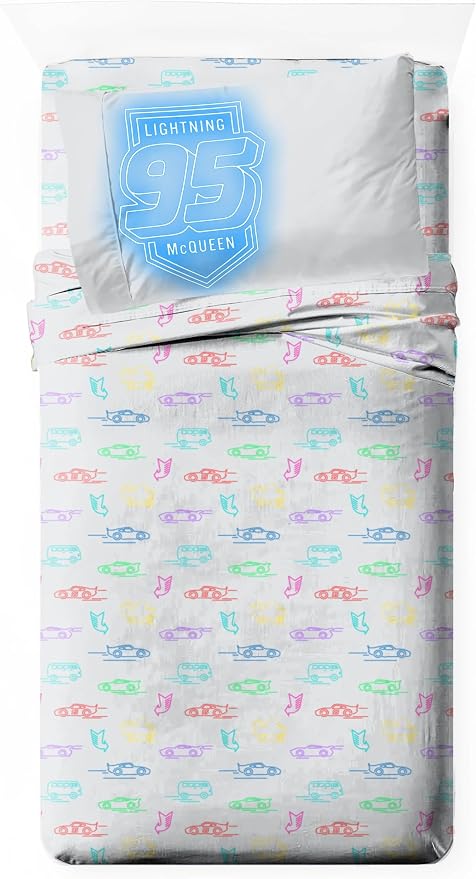 Jay Franco Kids Sheet Set with Fitted, Flat Sheets & Pillow Cover - Ultra-Soft Bedding with Pillowcase for Room Decor, Gray - Cars, 3 Piece Twin by JayFranco