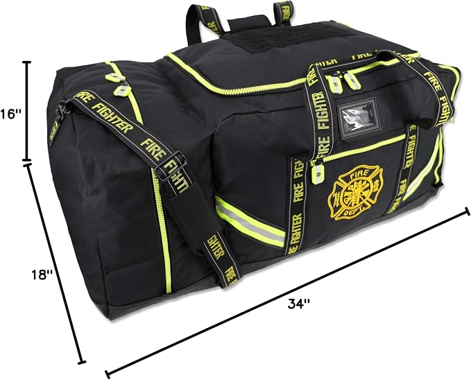 Lightning X Products Fireman Premium 3XL Firefighter Rescue Step-In Turnout Fire Gear Bag With Shoulder Strap & Helmet Pocket (Black) - Image 10