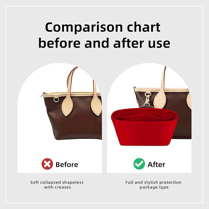 DGAZ Purse Organizer Insert Fits Neverfullbag BB/PM/MM/GM，Silk Bag Organizer，Luxury Handbag & Tote Shaper(Rouge moyen,BB) - Image 4