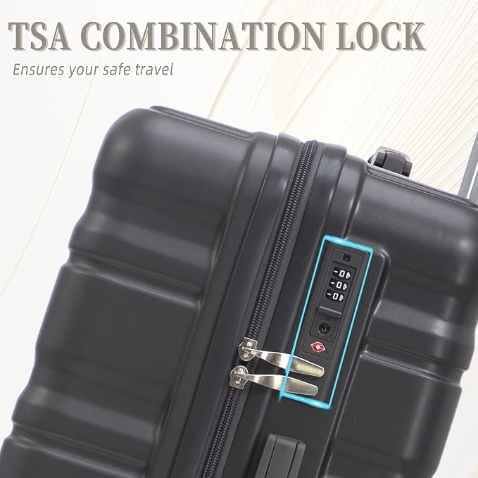 3-Piece Luggage Set 20/24/28'' Hard-shell with 360° Spinner Wheels & Combination Lock, Lightweight ABS Material for Travelling, Dark Gray - Image 4