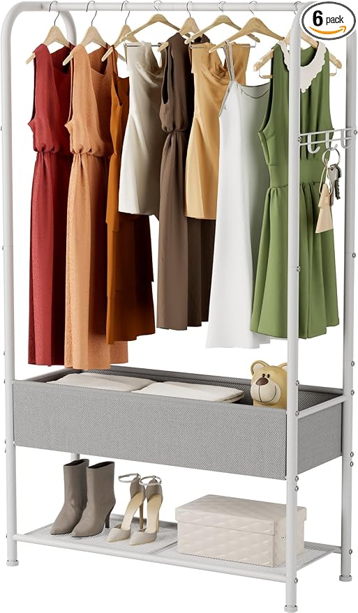 SINGAYE Wardrobe Standing Closet Clothing Rack With Shelf Hanging Clothes | Wardrobe Open Compact Small Metal Garment Hanger Stand Alone Free Standing Black Closet Rack Storage Organizer Heavy Duty by SINGAYE