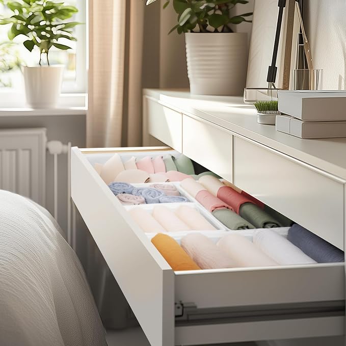 Criusia Drawer Organizer Clothes, 10 Pack Dresser Organizer for Baby Clothes, Underwear, Sock- Foldable Closet Organization and Storage Dividers Bins for Nursery, Bedroom (White) - Image 7
