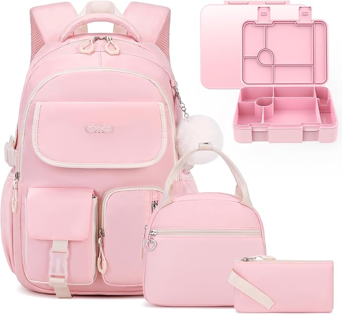 DIGOBAY Backpacks for Girls, 6PCS School Backpack with 43OZ Bento Box Lunch Bag Pencil Pouch for Teen Girls Kids Elementary Primary Middle High College Travel School bag Bookbag Set by DIGOBAY