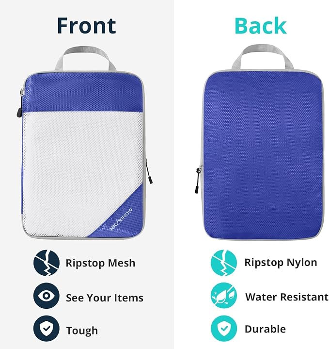 NICOSHOW Compression Packing Cubes 6 Set, Compressible Space-Saving Packing Cubes for Travel - Compression Bags, Luggage Organizer, Travel Essentials for Women, Royal Blue - Image 5