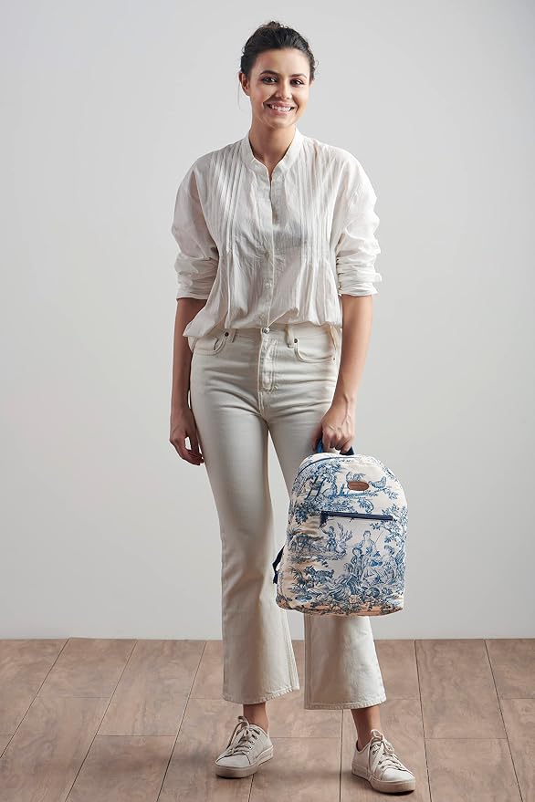 Maison d' Hermine Backpack for Women Men Cotton Shoulder Multipurpose Rucksack with Small Pouch Lightweight Multi Pocket Bag for Travel Work Beach Perfect for Spring Summer (The Miller - Blue) - Image 7