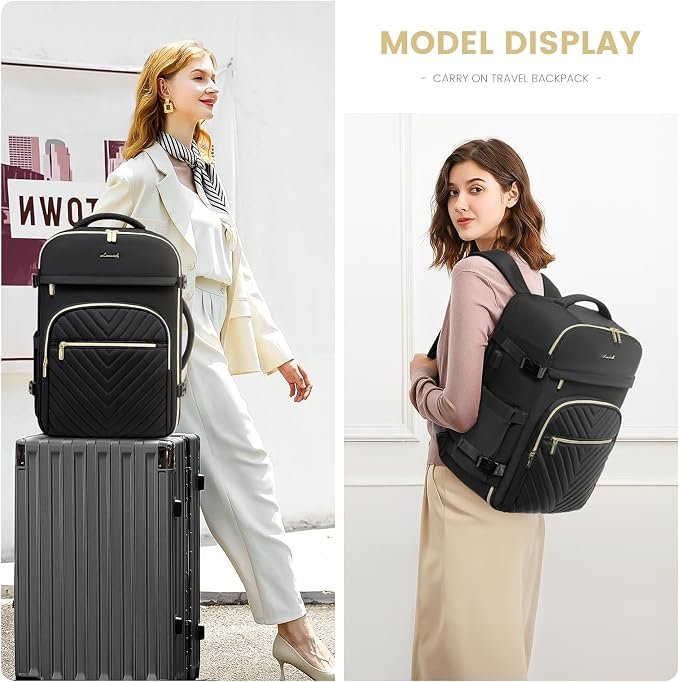 LOVEVOOK Large Travel Backpack for Women, 50L Carry on Backpack for Airplanes, TSA Personal Item Travel Bag for Women fits 18" Laptop, Waterproof Carry on Bags with 4 Packing Cubes - Image 2