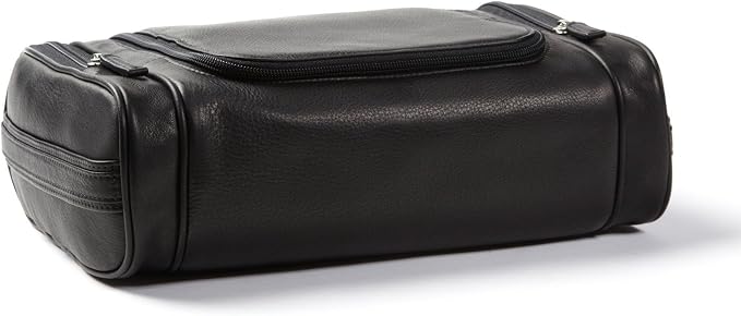 Leatherology Black Onyx Hanging Toiletry Kit – Full Grain Leather Travel Organizer with Hanger and Multiple Storage Compartments - Image 2