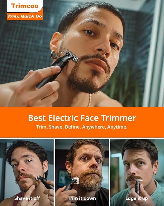 [2025 Upgraded] Body & Nose Hair Trimmer Kit, [All-in-One] Travel Beard Electric Shaver for Men, USB-C Fast Charging, Rechargeable Painless Razor Cordless Waterproof Wet/Dry, Black(Solo)