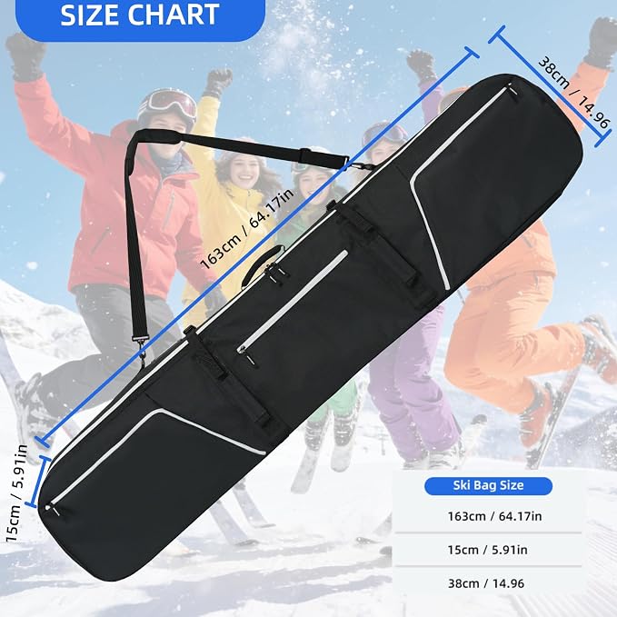 360° Padded Ski and Snowboard Travel Bag, Water-resistant Durable Storage Case for Air Travel and Road Trips - Image 5