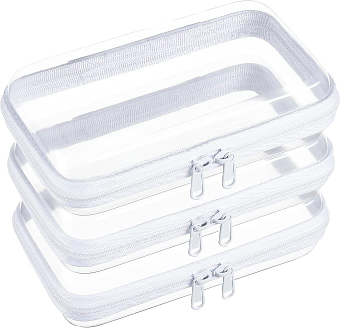 3-Pack Small Clear Hard Shell Zipper Pouches, Clear Zipper Bags | Hard Case Pouches for Purse & Diaper Bag Organizer,and Travel Essentials（3S） by WELPIRT
