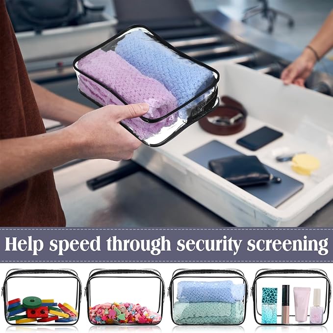 Sanwuta 100 Pcs Clear Makeup Bags Bulk Toiletry Bag for Travel Transparent Cosmetic Bag PVC Waterproof Travel Small Pouches with Zipper for Men and Women (Black) - Image 6