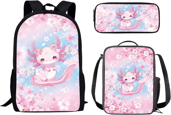 AFPANQZ Kids Backpack 3 Pieces Set Large Capacity School Bags with Heat Insulated Lunch Bags Small Pencil Bags 3 Pack by AFPANQZ