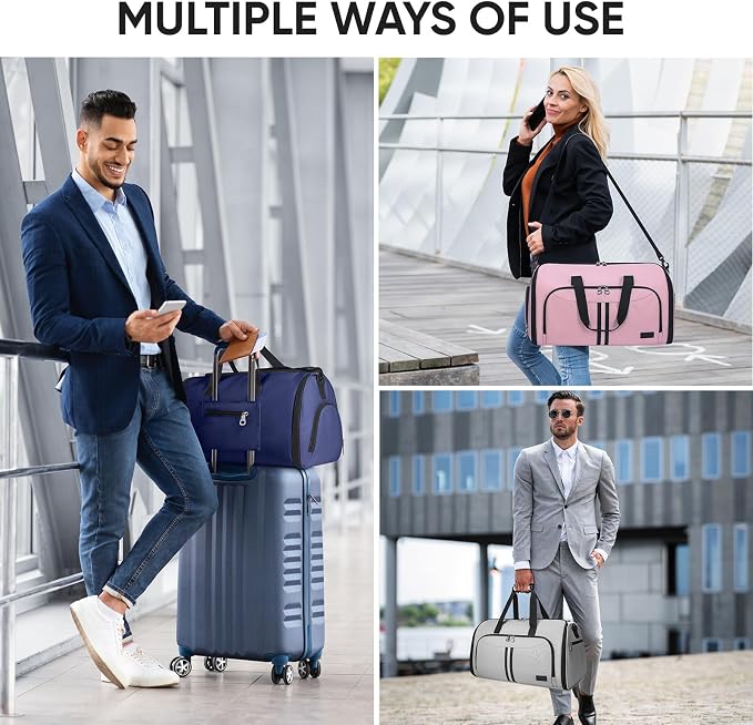 BALEINE Travel Garment Bag, Travel Suit Bag for Men, Water Resistant Carry on Garment Bag for Hanging Clothes, Garment Duffel Bag for Travel Business (Gray-Convertible) - Image 10