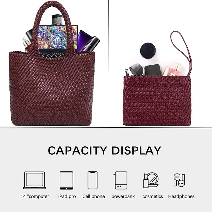 JINMANXUE Fashion Woven Bag Shopper Bag Travel Handbags and Purses Women Tote Bag Large Capacity Shoulder Bags - Image 4