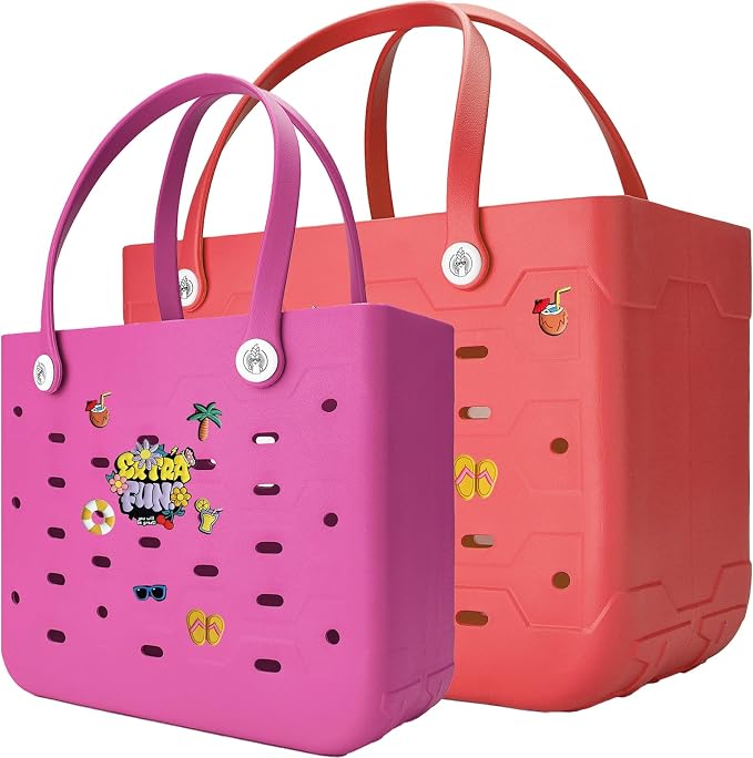 2-Pack Large Beach Bags XL & M Waterproof Tote, Sandproof, Washable- Essentials: Pool, Boat, Sports, Groceries by Unknown