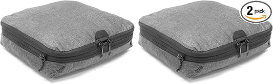 Peak Design Packing Cube, Charcoal, Weatherproof Luggage Cube with Dual Compartment Organization, Expansion and Compression, Zipper Opening, Travel Organizer for Men and Women, Size M (Pack of 2) by PeakDesign
