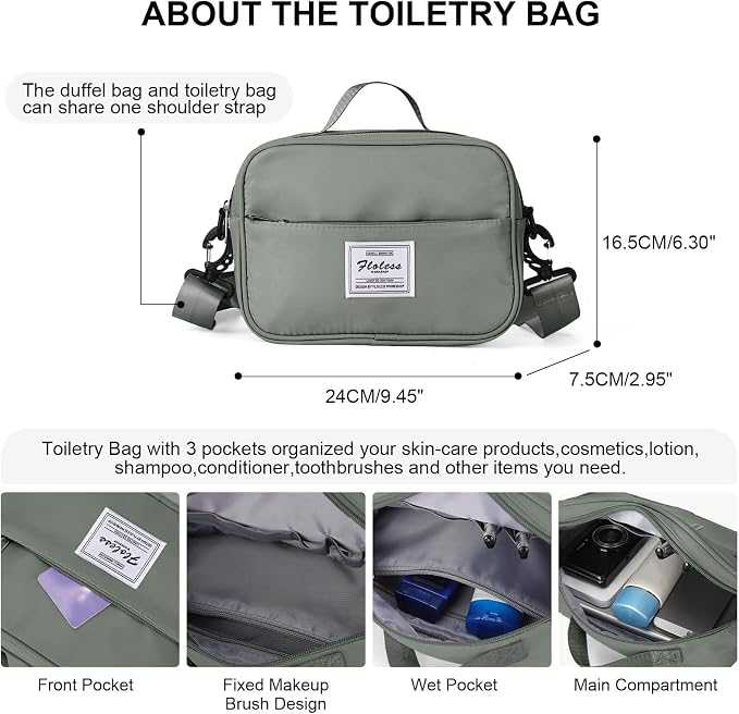 Travel Duffel Bag, Carry On Overnight Weekender Bags for Women | Travel Bag with Wet Pocket & Trolley Sleeve, For Spirit Airlines 18x14x8 Personal Item Bag - Image 4