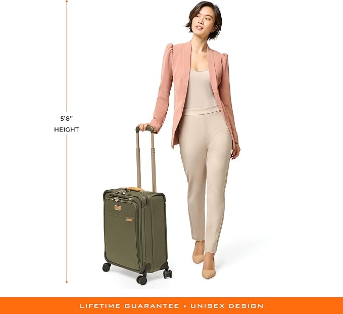 Briggs & Riley 21" Global Carry On Expandable Spinner - Luggage for International Travel, Suitcases with Wheels, Softside Rolling Bag for Men & Women, Self-Repairing Zipper- Baseline Collection, Olive - Image 20
