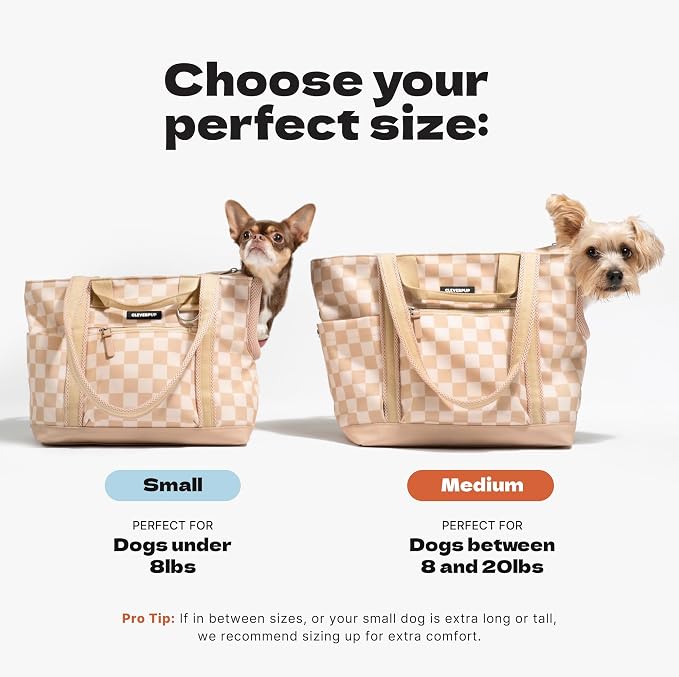 Cleverpup Transit Tote Dog Carrier for Small Dogs Under 8 lbs, 16x11x8 Soft-Sided 4-Pc Set with Waterproof Base, Plush Insert, Food Pouch, Mesh Head Opening - Small, Sand - Image 3