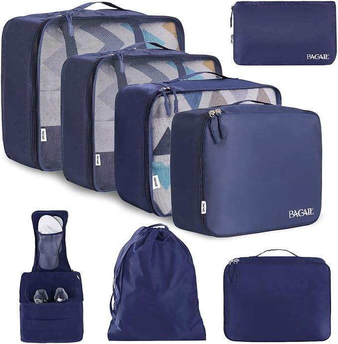 BAGAIL 8 Set Packing Cubes Luggage Packing Organizers for Travel Accessories-Indigo by BAGAIL