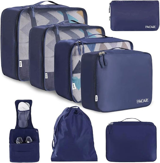 BAGAIL 8 Set Packing Cubes Luggage Packing Organizers for Travel Accessories-Indigo by BAGAIL