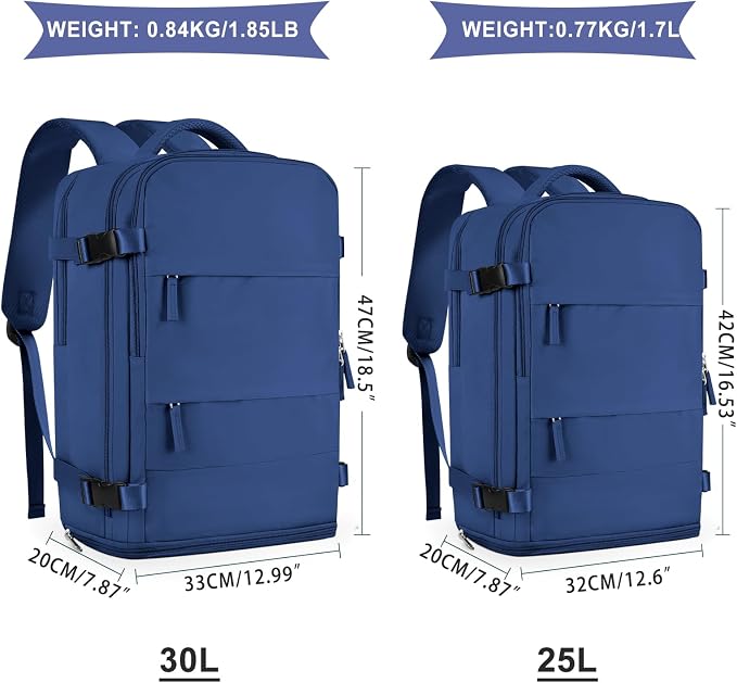 coowoz Large Travel Backpack For Women Men,Carry On Backpack Flight Approved,Hiking Backpacks Outdoor Rucksack Casual Daypack Travel Bag Essentials Personal Item Backpack (Royal Blue L) - Image 3