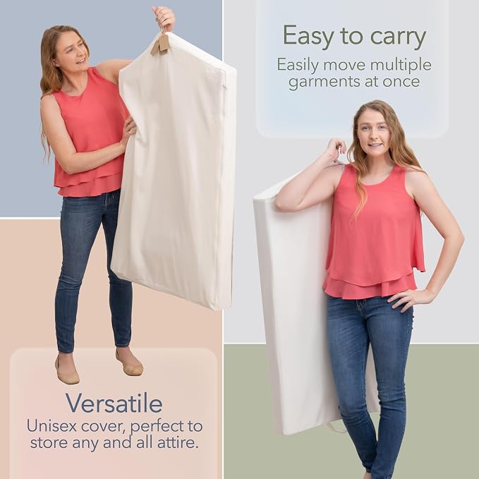 Luxury Cotton Garment Storage Bag, 24x40 Inch, Breathable Washable Reusable, for Hanging Clothes Short Dresses Jackets Suits, Fits 3 Hangers, Zipper Window (1, 24x40x3) - Image 9