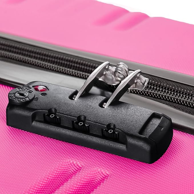 Merax Luggage Sets 3 Piece Suitcase Set 20/24/28,Carry on Luggage Airline Approved,Hard Case with Spinner Wheels,Pink - Image 3