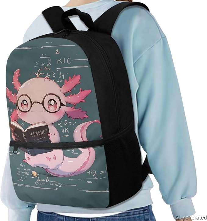 Cartoon Axolotl Kids Backpack with Lunch Box Boys Large Capacity Elementary Schoolbag Set for Girls Primary Middle School Bookbag Cute Back to School Gifts for Students - Image 2