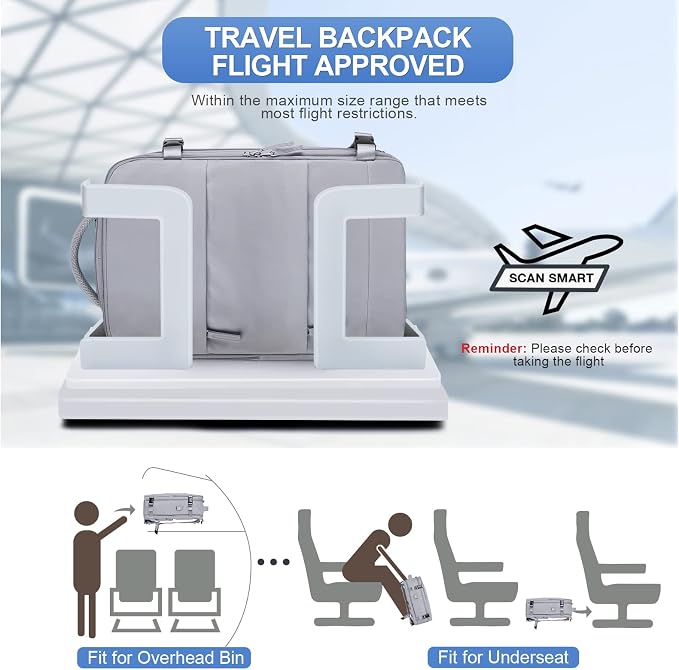 coofay Expandable Backpack For Traveling On Airplane Carry On Backpack Flight Approved Personal Item Travel Backpack For Women Men Airline Approved Gym Bag With Shoe Compartment Travel Weekender Bag - Image 3