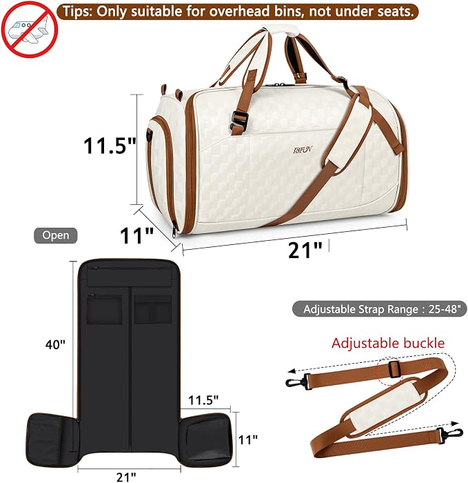 Convertible Garment Bags for Travel - Carry on Garment Duffle Bag with Backpack Straps for Men Women, 4 in 1 Large Travel Duffel Bags with Shoes Compartment Hanging Suit Dress Weekender Bag - Image 5