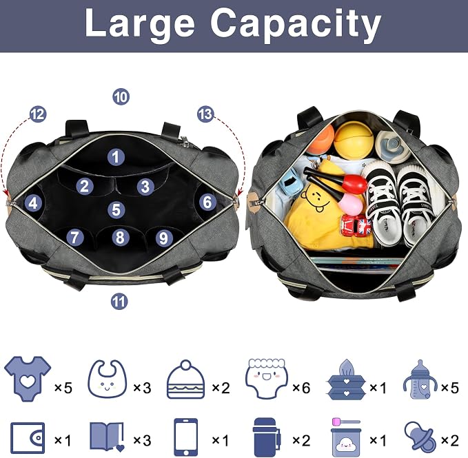 ITIEZY Diaper Bag Tote for Baby - Large Mommy Bag with Portable Changing Pad Pacifier Case, Hospital Bags Travel Baby Bag - Image 5