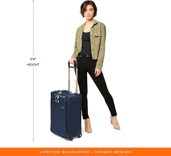 Briggs & Riley Essential 22" 2-Wheel Expandable Carry On - Luggage for Travel, Suitcases with Wheels, Softside Rolling Bag for Men & Women, Self-Repairing Zipper - Baseline Collection, Navy - Image 19