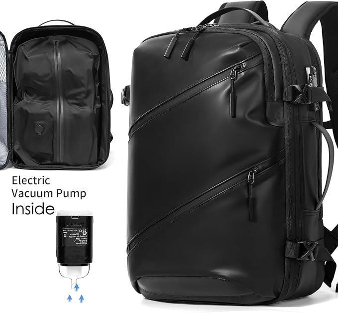 Vacuum laptop bag Compression Backpack Expandable, TSA-Approved Carry-On Water-Resistant Design for Travel with air pump (Pump included, Large) - Image 3