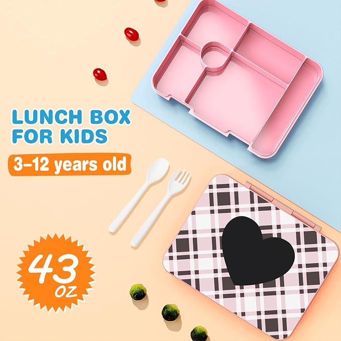 ACESAK Girls Backpack - Bento Box with Insulated Lunch Bag Pencil Case & Utensils Set for Kids, 6 Leakproof Compartments Removable Tray Lunches or Snack Container for School (Black) - Image 3
