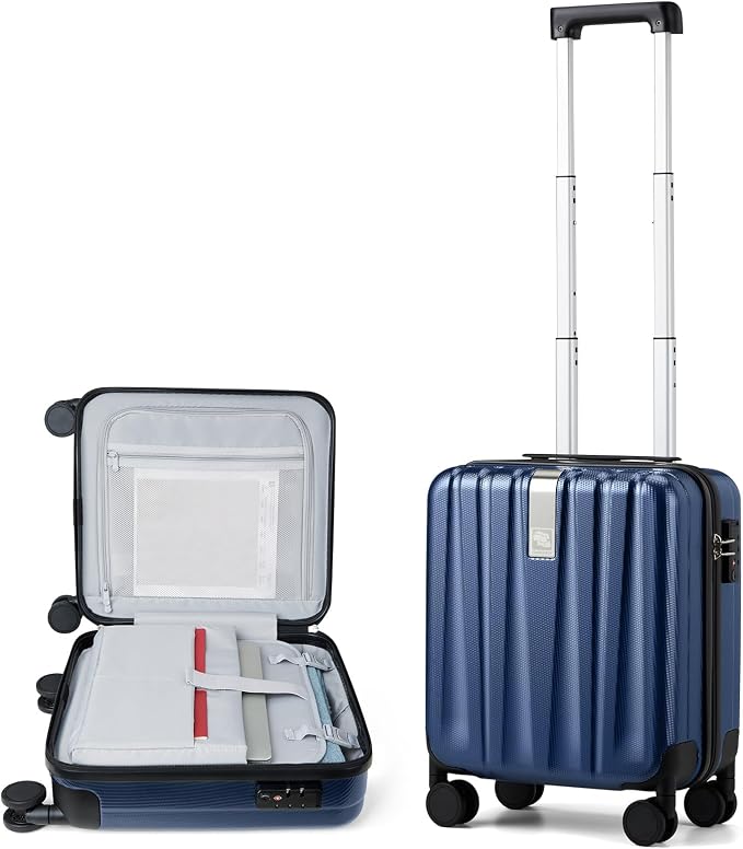 Hanke 16 inch Underseat Carry on Suitcases with Wheels,Lightweight Hard Shell Carry on Luggage with Wheels for Weekender, Small Suitcase,Travel Luggage Christmas Gifts for Birthday （Dark Blue） by Hanke