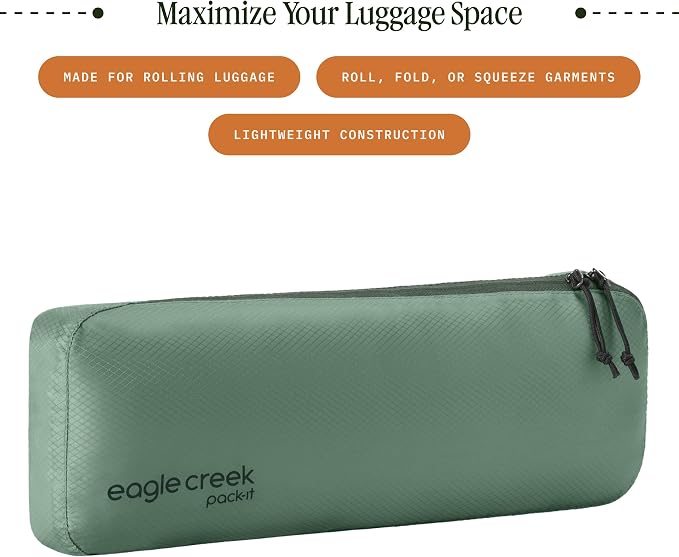 Eagle Creek Pack-It Isolate Slim Cube M/M/M Set - Minimalist Compact Travel Organizer for Hair Styling Tools, Belts & Small Items - Travel Accessories - Willow Green - Image 2