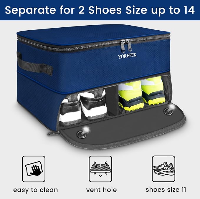 YOREPEK 2 Layer Golf Trunk Organizer, Golf Gifts for Men with Separate Ventilated Compartment for 2 Pair Shoes, Waterproof Car Trunk Locker for Balls, Tees, Clothes, Gloves, Gifts for Golfers - Image 3