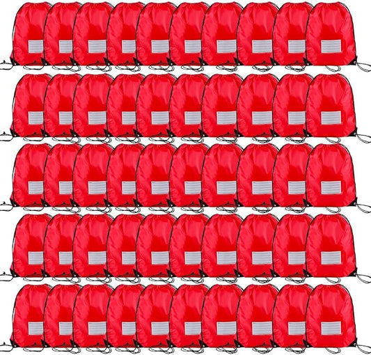 CODOBON 50 Pack Drawstring Bags,Bulk Draw String Backpack, DIY Gym Sports Cinch Bag Sackpack for Women Men, Red by CODOBON