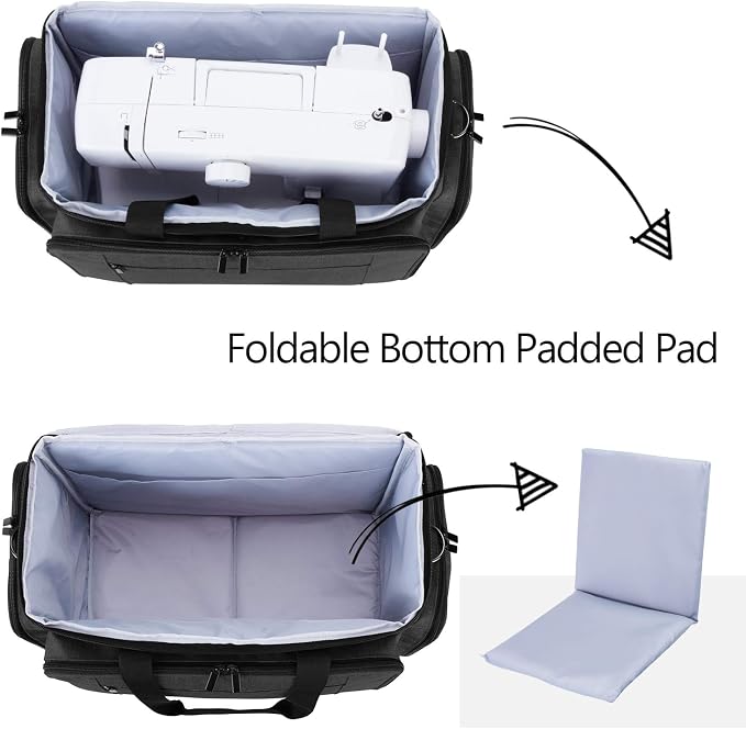 LUXJA Sewing Machine Case with Removable Padding Pad, Black | Travel Case for Most Standard Sewing Machines & Accessories, Bag Only - Image 2