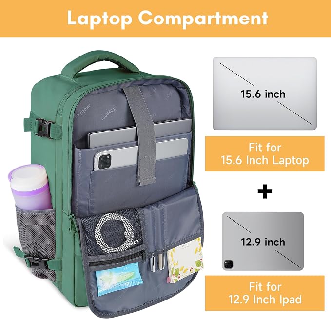 Taygeer Travel Backpack for College Woman, Backpack for 15.6 inch Laptop | Lightweight TSA Friendly Bag for Women with Water Bottle Holder, Back Pack Carry On Luggage for friend Gym Sport,Green - Image 5