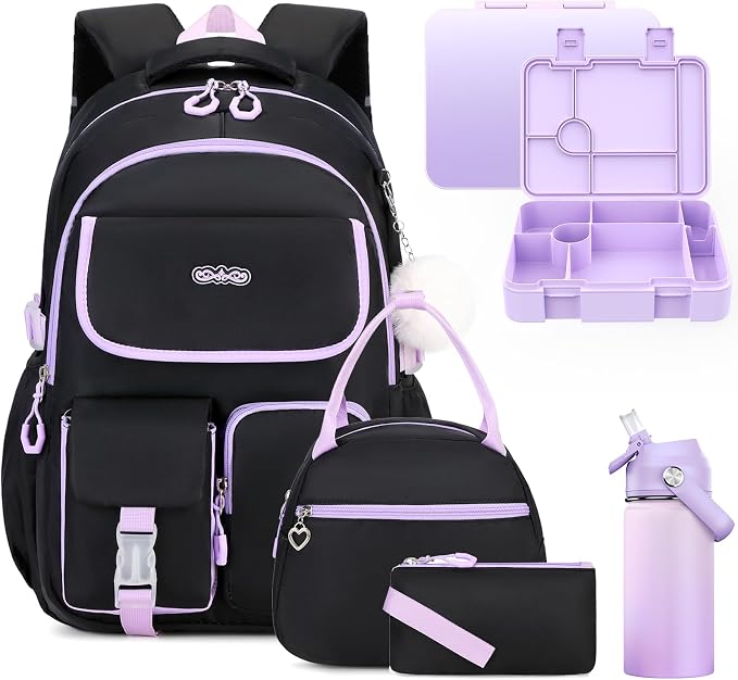 DIGOBAY Backpacks for Girls, 12PCS School Backpack with 43OZ Bento Box 14OZ Water Bottle Lunch Bag Pencil Pouch for Teen Girl Kids Elementary Primary Middle High College Travel School bag Bookbag Set by DIGOBAY