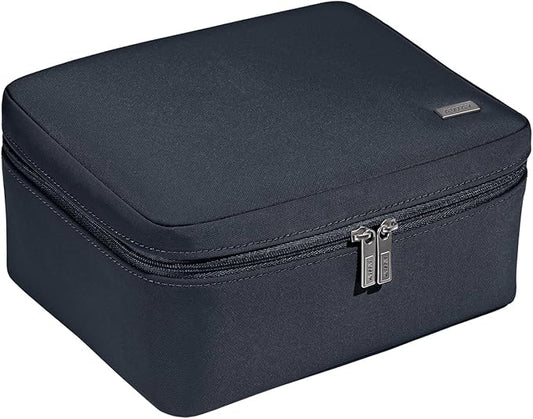 Away The Cosmetics Bag - Water-Repellent Cosmetic Travel Bag with Detachable Brush Organizer, Spill-Proof Bottom Compartment, Transparent Pockets - Navy Blue by Unknown