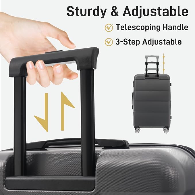 Merax Luggage Set,6 Piece Carry on Hardcase Suitcase with Travel Bags | Durable Suitcase Set with Double Spinner Wheels,16/20/24/28 IN Luggage Airline Approved,Charcoal - Image 6